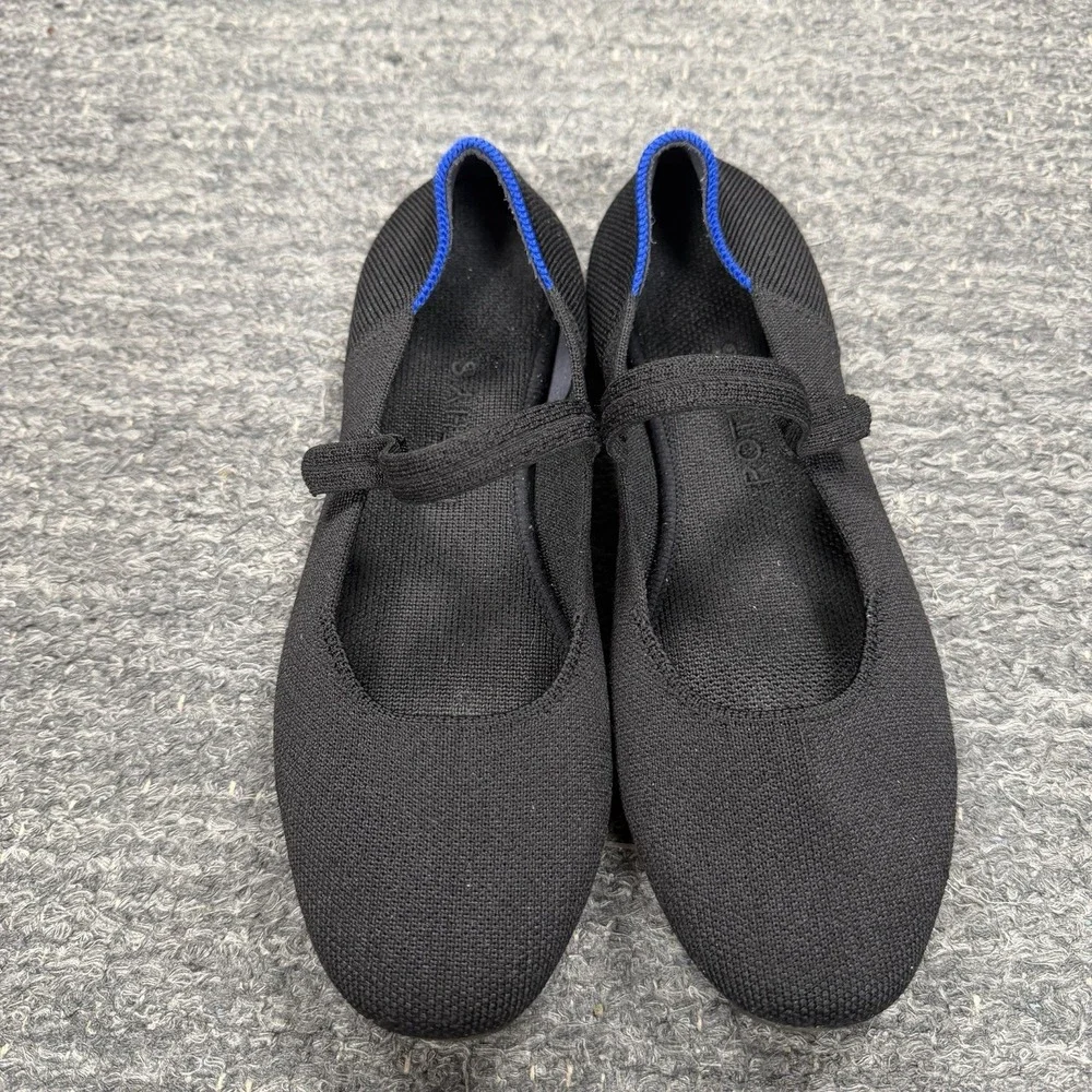 Rothy's The Square Mary Jane Flats Women 7 Black Knit Washable Twee Ballet